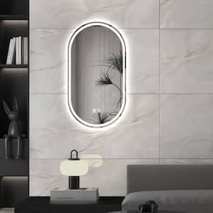 36 in. W x 24 in. H Oval Frameless Wall 3 Colors LED Bathroom Vanity Mirror in Silver