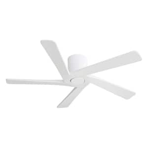 54 in. (4.5 ft.) Indoor Flush Mount Ceiling Fan, 5 Solid Wood Blades Ceiling Fan with Remote, White