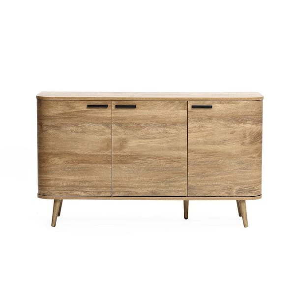 Natural Oak 30.91 in. H x 53.31 in. W Manufactured Wood 3-Door Buffet Cabinet