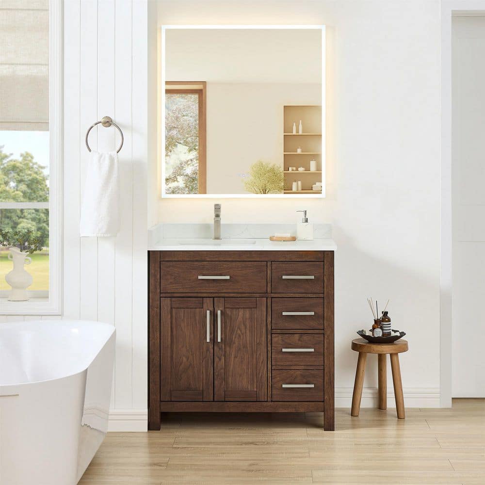 Beckett 36 in. Single Freestanding Dark Walnut Bath Vanity with Top price history on PriceWatchPro