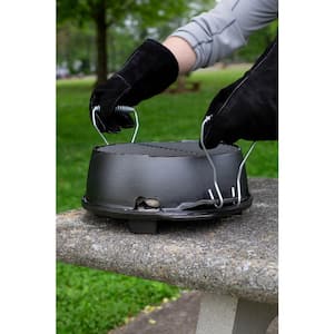 Black Leather Grilling Gloves for Outdoor Cooking