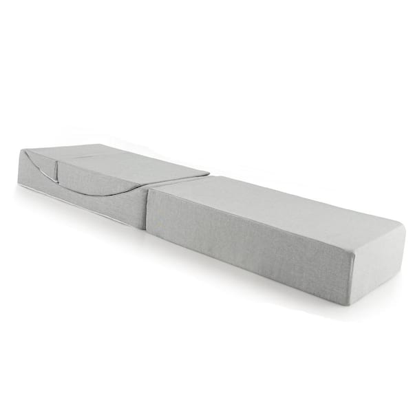 Costway 4-in-1 Convertible Folding Sofa Bed Floor Futon Sleeper Couch Chair Single Grey