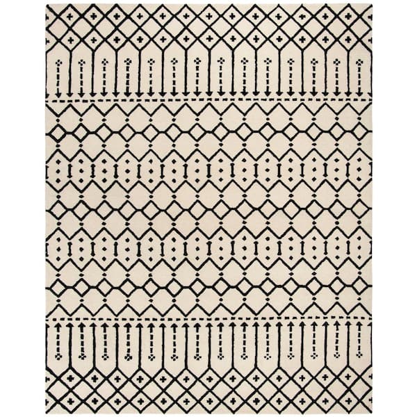 SAFAVIEH Himalaya Ivory/Black 9 ft. x 12 ft. Tribal Geometric Area Rug
