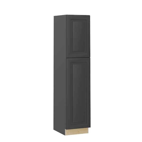 Home Decorators Collection Grayson 18 in. W x 21 in. D x 84 in. H Assembled Plywood Vanity Linen Bath Cabinet in Deep Onyx with Soft Close LH