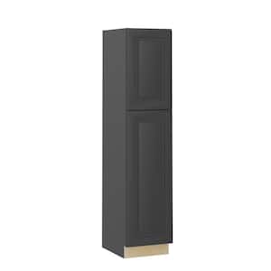 Grayson Deep Onyx Painted Plywood Shaker AssembledUtility Pantry Kitchen Cabinet Soft Close 18 in W x 24 in D x 84 in H