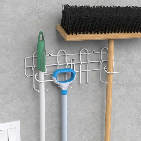 ClosetMaid Metal White Broom and Mop Holder 3462 - The Home Depot