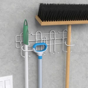 Metal White Broom and Mop Holder
