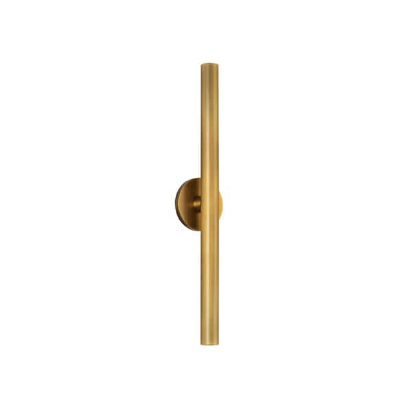 KUZCO Mason 24 in. 1 Light 15-Watt Vintage Brass Integrated LED Wall Sconce