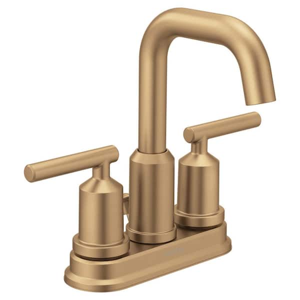 Gibson 2-Handle Centerset High Arc Modern Bathroom Faucet with Drain Assembly, Bronzed Gold