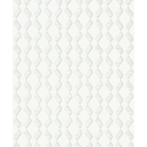 Unbranded Metallic White Zig-Zag Design Vinyl on Non-woven Non-pasted Wallpaper Roll