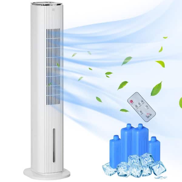 Adrinfly Evaporative Air Cooler 42 in. 3 Fan Speeds Personal Misting Fan in White Remote Control, LED Display, 3 Modes and Timer