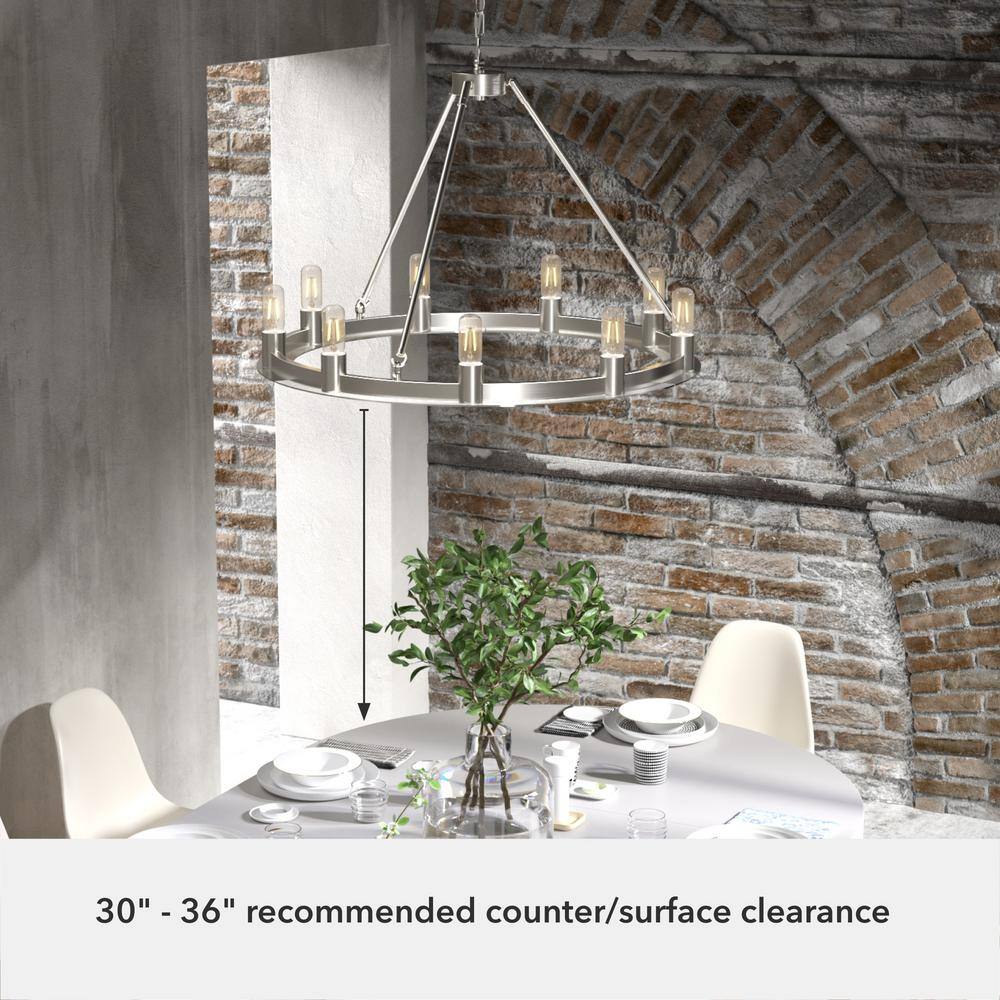 Brushed Nickel 30-Inch 9-Light Drum Chandelier