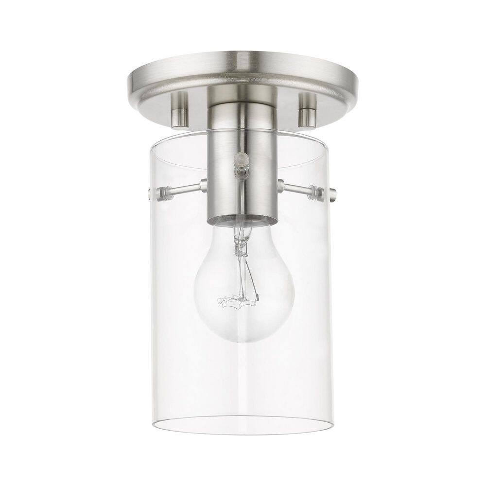 Munich Contemporary Brushed Nickel 1-Light Indoor/Outdoor Flush Mount