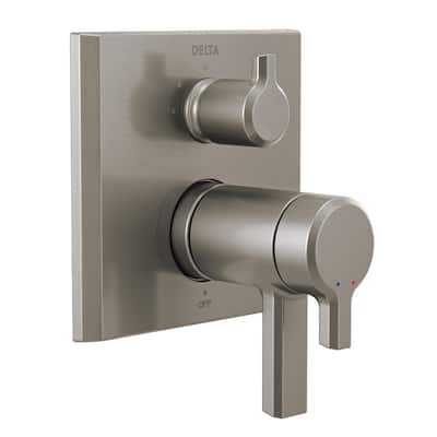 Pivotal 2-Handle Wall-Mount Valve Trim Kit with 3-Setting Int. Diverter in Lumicoat Stainless (Valve Not Included)