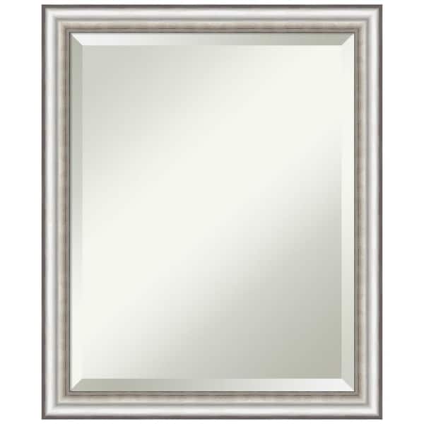 Amanti Art Salon Silver Narrow 18.5 in. W x 22.5 in. H Framed Beveled Wall Mirror in Silver