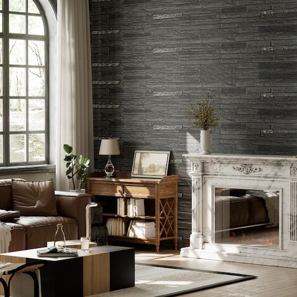 1.2 in. x 3.8 ft. x 1 ft. Faux Stone Roman Black Polyurethane Decorative Wall Paneling 1-Pack (3.74 sq. ft.)