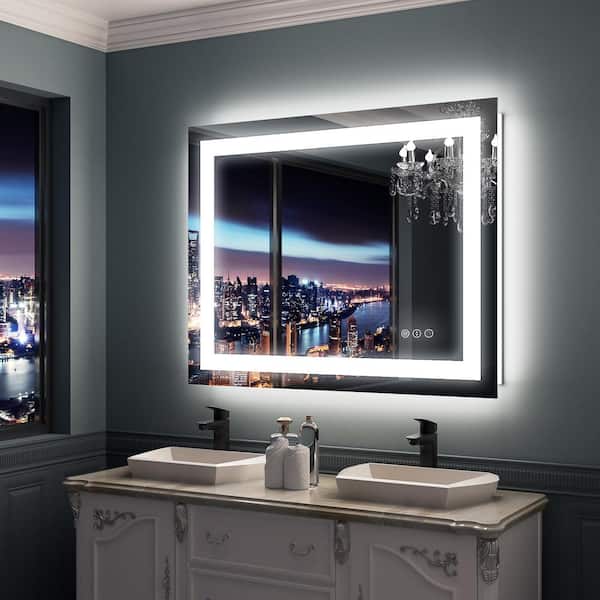 32 in. H x 40 in. W Rectangular Frameless LED Wall Mounted Bathroom Vanity Mirror