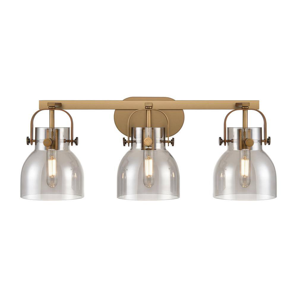 Pilaster II Bell 26.5 in. 3-Light Brushed Brass Vanity Light with Black Glass Shade price history on PriceWatchPro