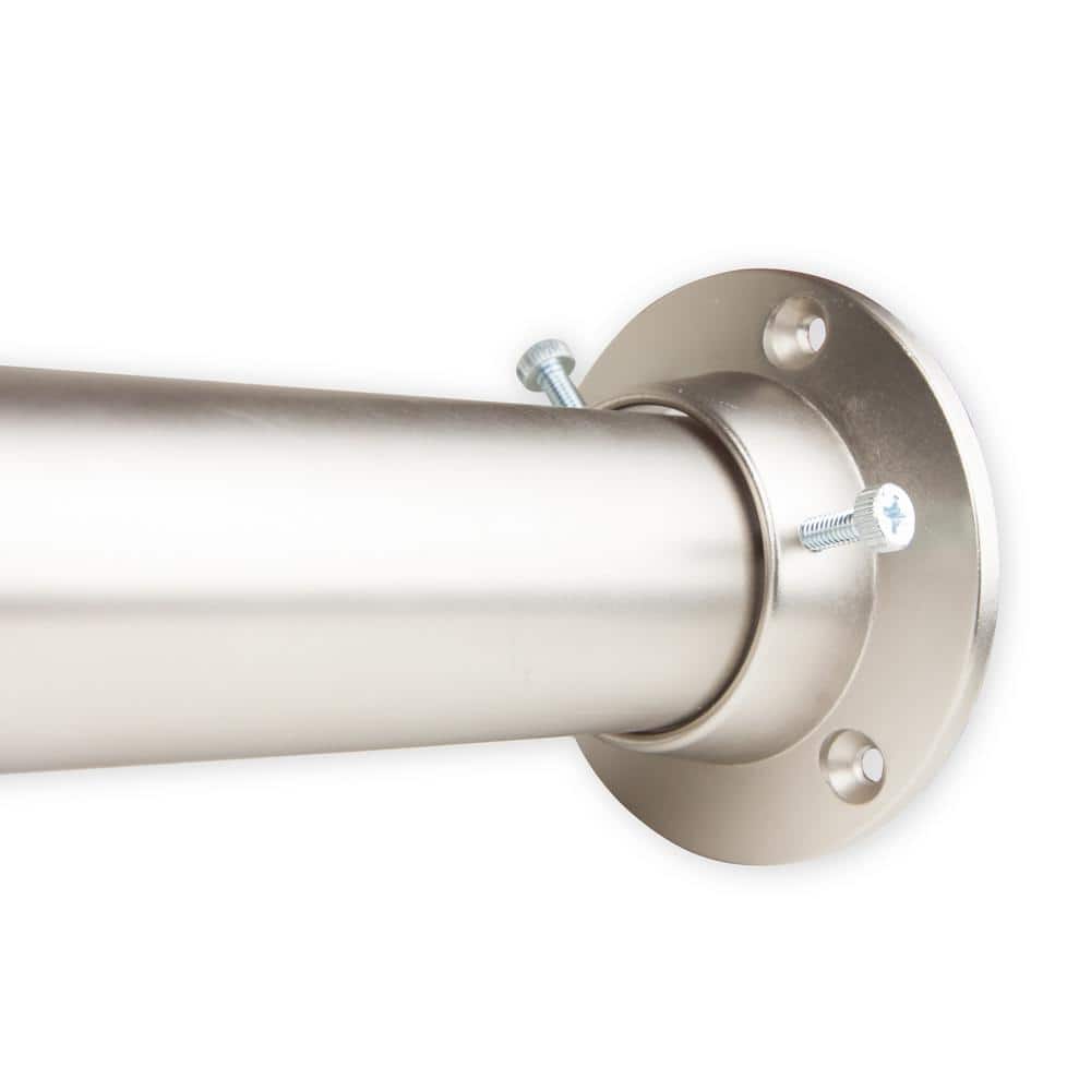Satin Nickel Adjustable Steel Curtain Pole with Sockets