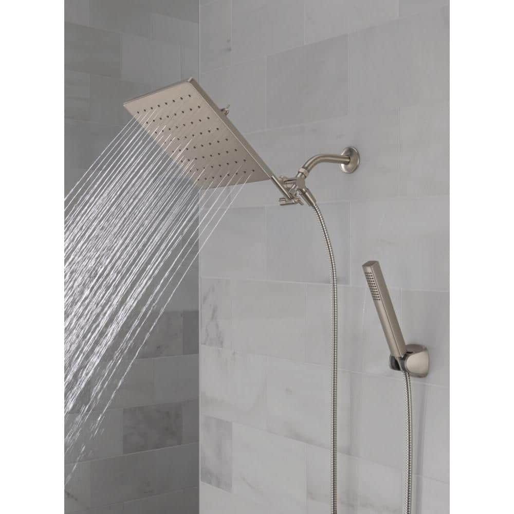 10-inch Spotshield Brushed Nickel Raincan Shower Head Combo