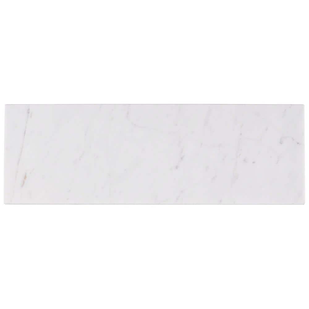 Carrara White Polished Marble 4x12 Subway Tile
