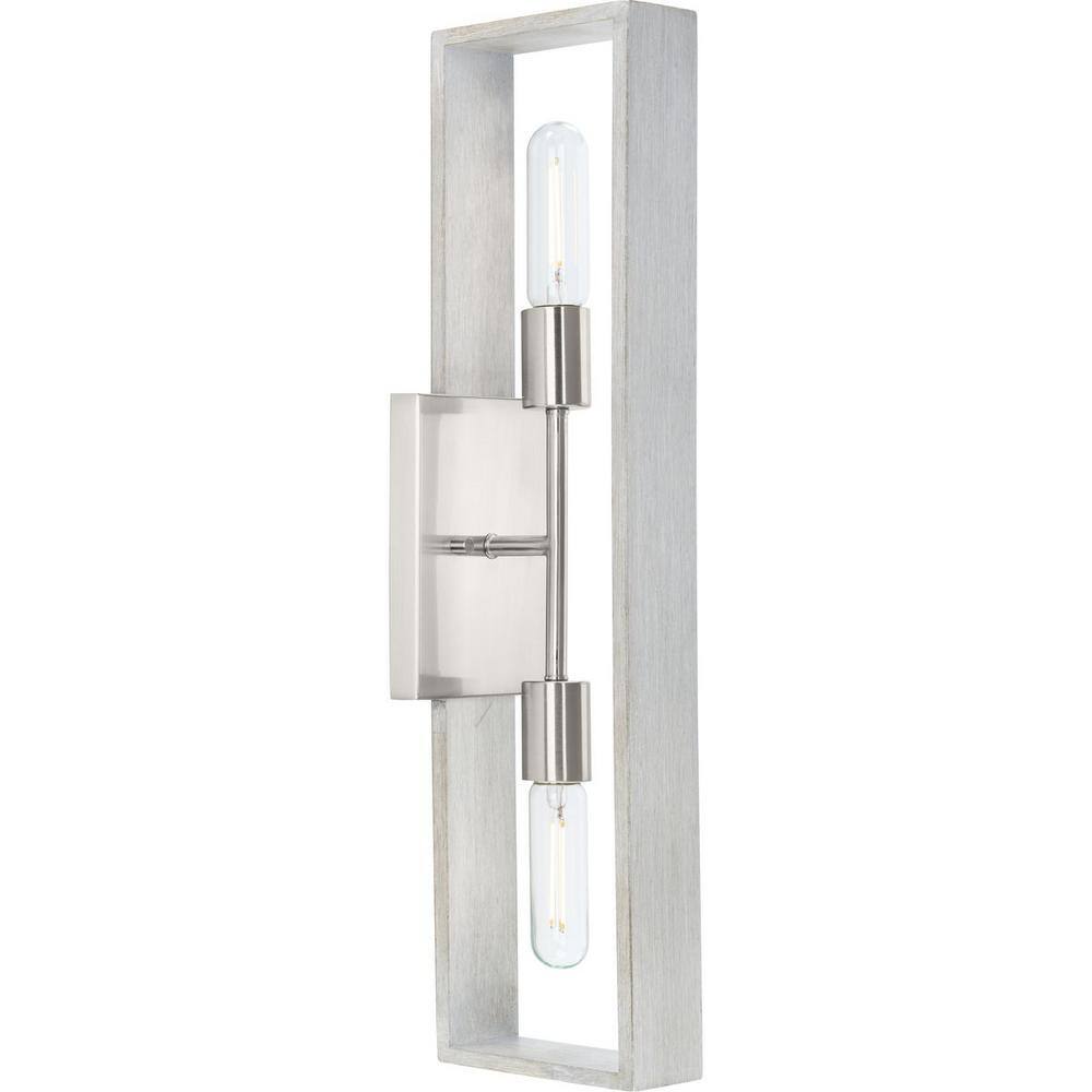 Boundary Brushed Nickel and Oak 24" Wall Sconce