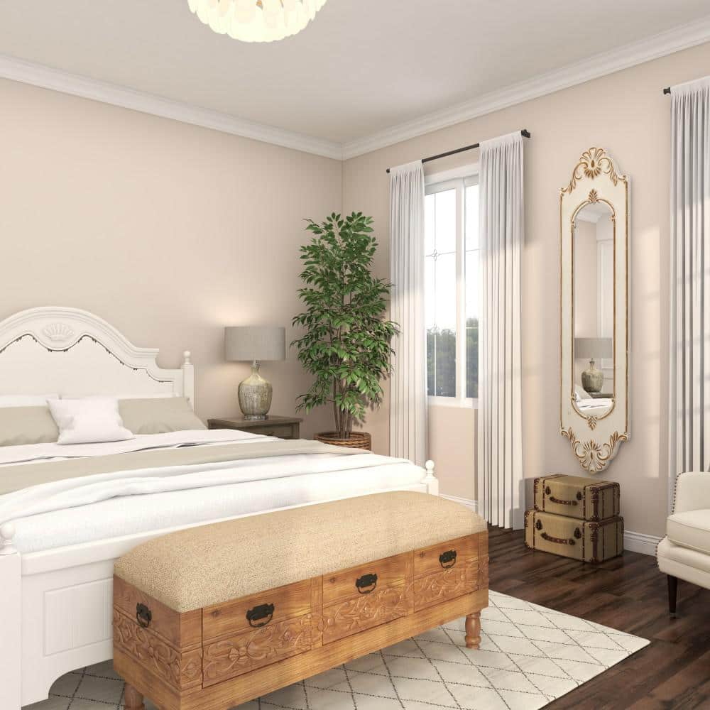 Distressed White Wood Full Length Arch Wall Mirror