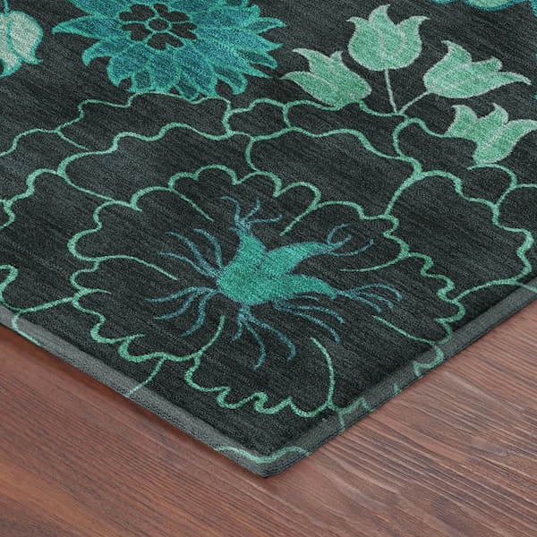 Mayfield Premium Machine Washable Abstract AMF2295 Teal 8 ft. x 10 ft. Area Rug