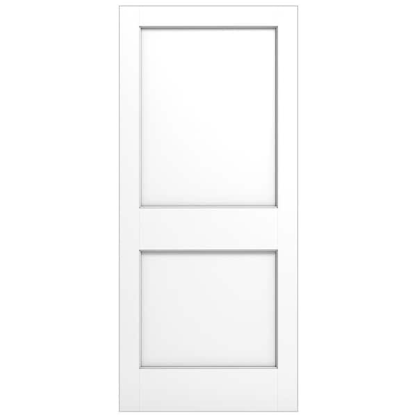 32 in. x 80 in. x 1-3/8 in.  2-Panel Flat Square Top, Ovolo Sticking, Full and Square, Primed Wood Door Slab