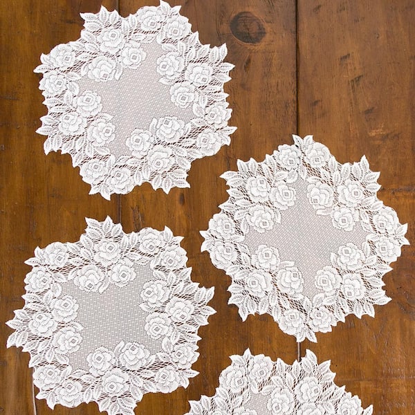 12 Pcs 8" Embroidery Round Fabric Doily Doilies Embroidered Handmade Rose Bud 