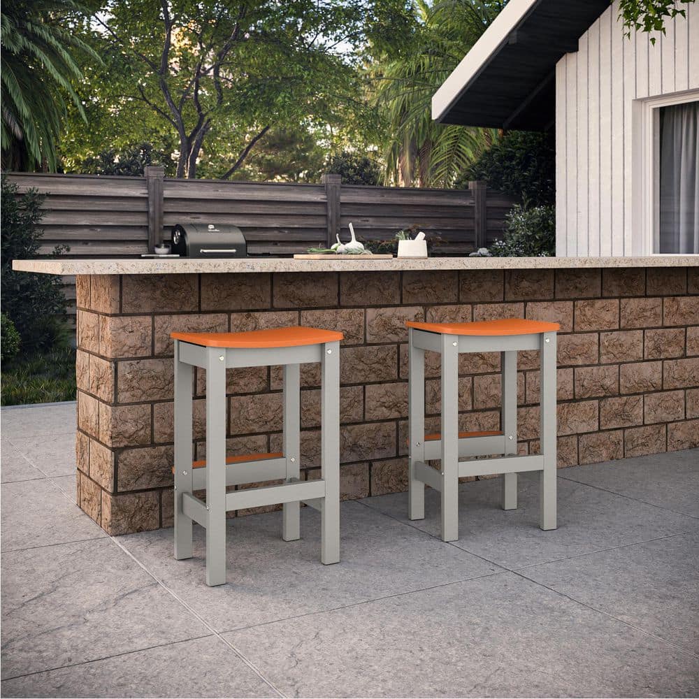 Shoreline Cove Gray / Citrus Orange Backless HDPE Bar-Height Stool price history on PriceWatchPro