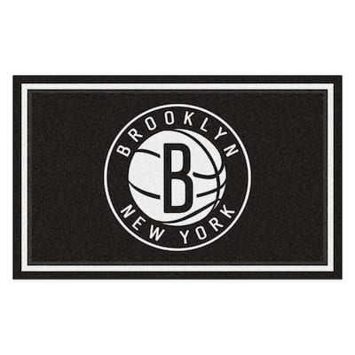 NBA - Brooklyn Nets Black 6 ft. x 4 ft. Indoor Rectangle Area Rug