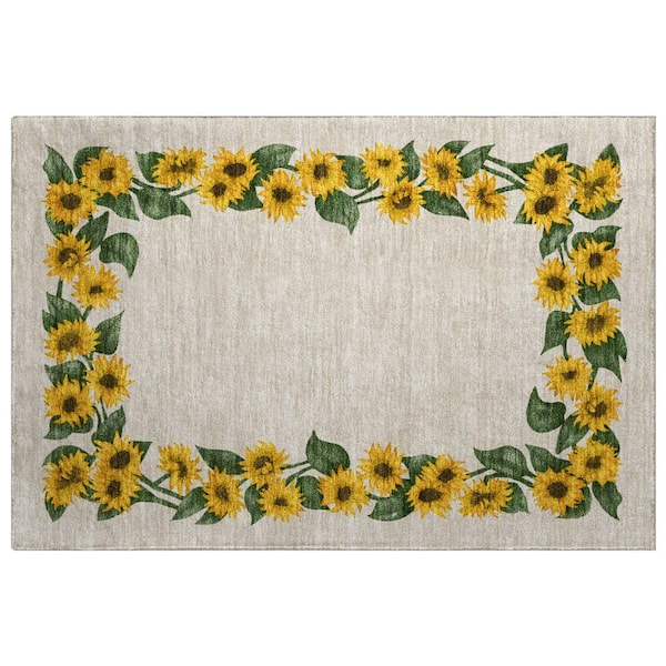 Dream Shag Premium Machine Washable Abstract ADS172 Yellow 3 ft. x 4 ft. Area Rug