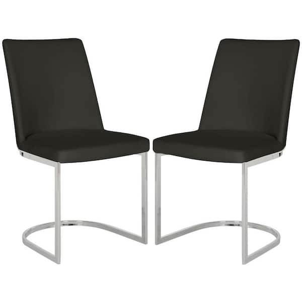 SAFAVIEH Parkston Black Leather Side Chair (Set of 2)