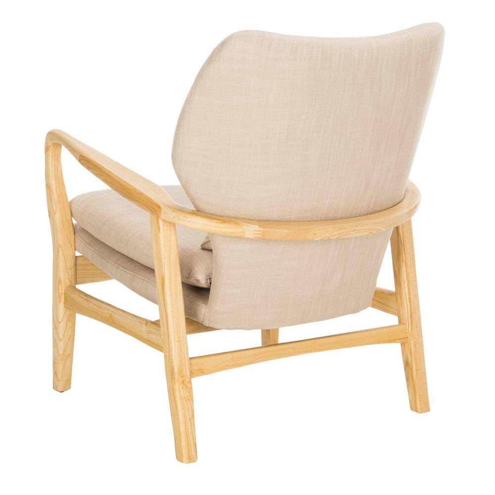 Tarly Beige Natural Elm Wood Transitional Arm Chair