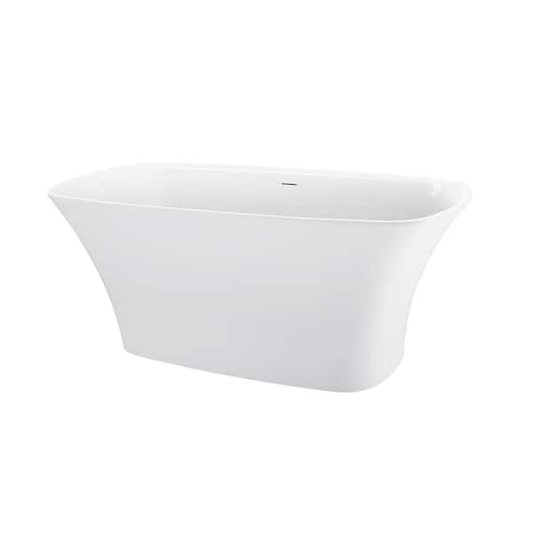 Aoibox Contemporary 66.93 in x 30.71 in. Soaking Bathtub with Center Drainage in White
