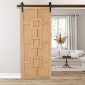 30 in. x 84 in. The Mod Squad Sands Wood Sliding Barn Door with Hardware Kit in Stainless Steel