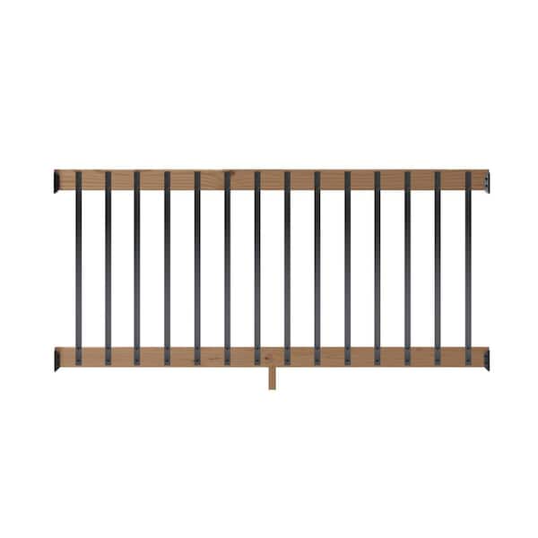 ProWood 6 ft. Walnut-Tone Southern Yellow Pine Rail Kit with Aluminum Rectangular Balusters
