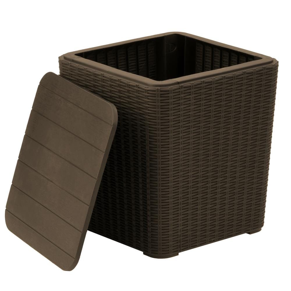 Arendal Brown Wicker Texture Polypropylene Deck Box