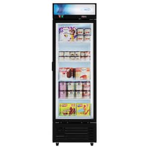 24 in. 12 cu. ft. Freezer Frost Free Defrost Upright Freezer, Commercial 1 Glass Door Merchandiser in Black