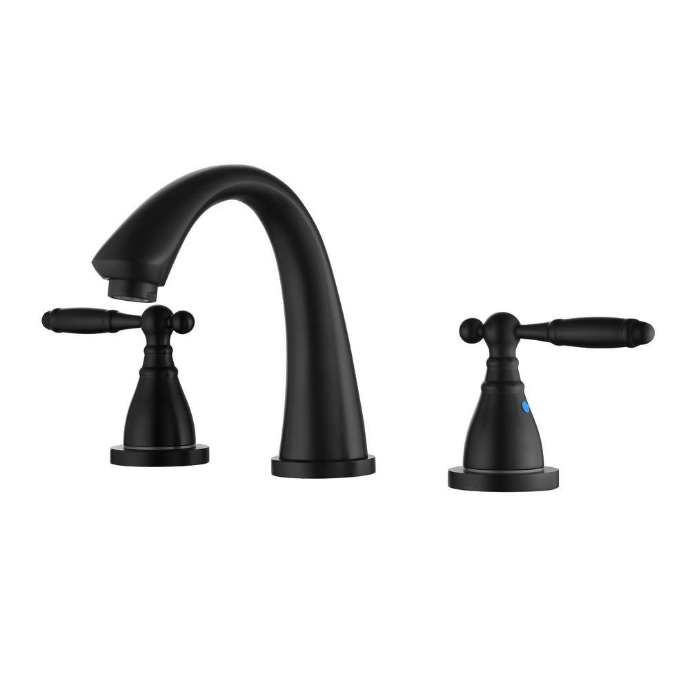 Foully 8 In Widespread Bathroom Faucet 3 Holes Double Handle Bathroom Faucet In Matte Black Fad 7012