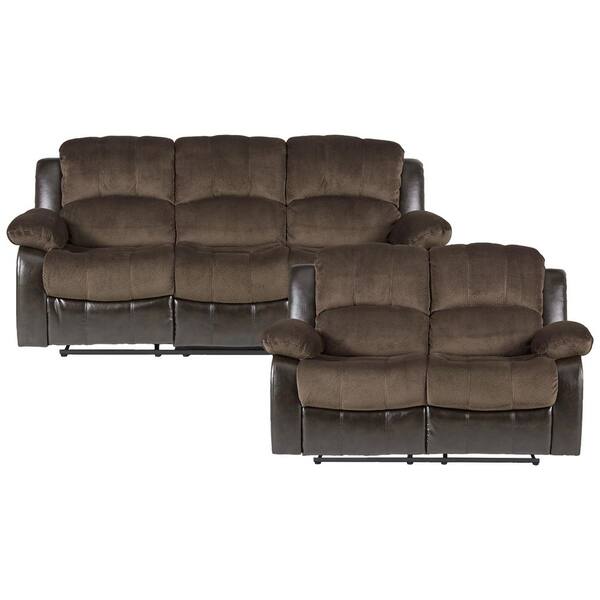 EVERGLADE HOME Bianca 145.5 in. W Round Arm Polyester Rectangle Sofa in Brown