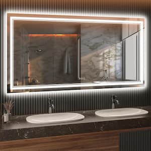 72 in. W x 36 in. H Large Rectangular Frameless Anti-Fog Wall-Mounted LED Bathroom Vanity Mirror