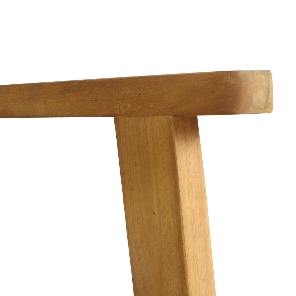 Set of 2 Teak and Dark Gray Rope Outdoor Dining Chairs