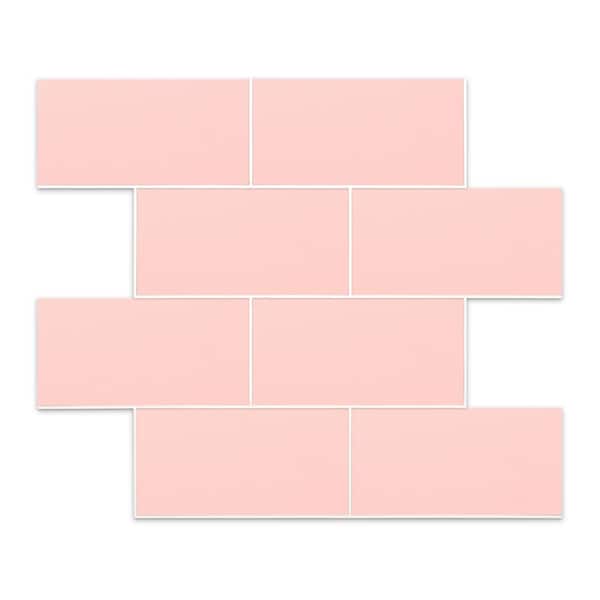 clevermosaics Peel and Stick Pink Subway Tile Backsplash Sticker (10 tiles/set)