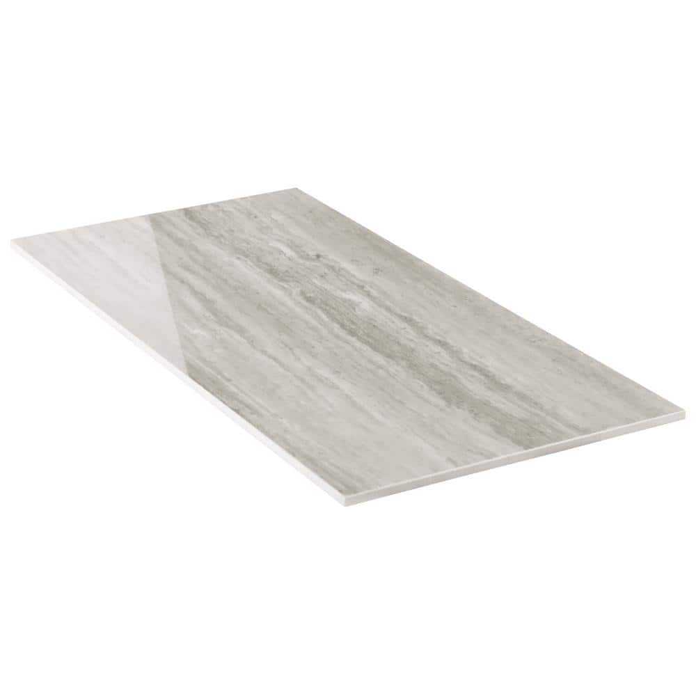 Large Gray Polished Porcelain Rectangular Floor and Wall Tile