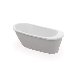 Sax Acryl 60 in. x 32 in. Freestanding Soaking End Drain Bathtub in White with Sterling Silver Skirt