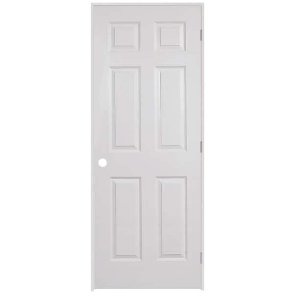 Steves & Sons 6-Panel 24 in. x 80 in. Left-Hand Textured Hollow Core White Primed Composite SJ Single Prehung Interior Door
