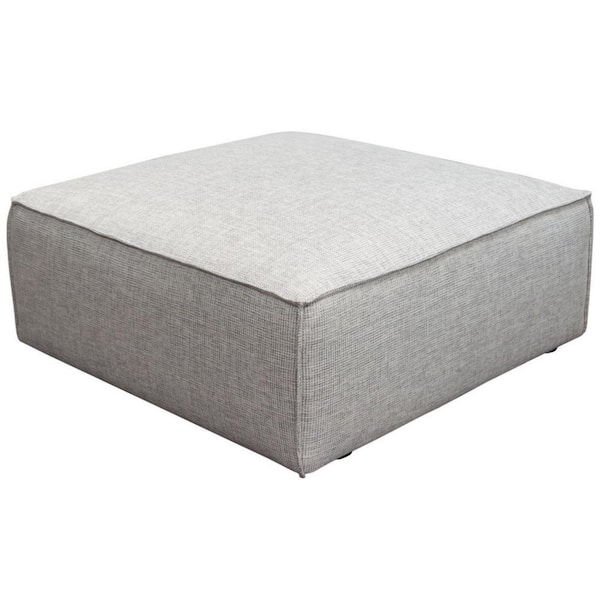 Gray and Black Fabric Square Accent Ottoman