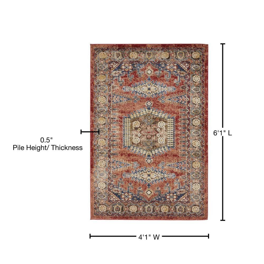 Handmade Peach Abstract 4' x 6' Synthetic Area Rug